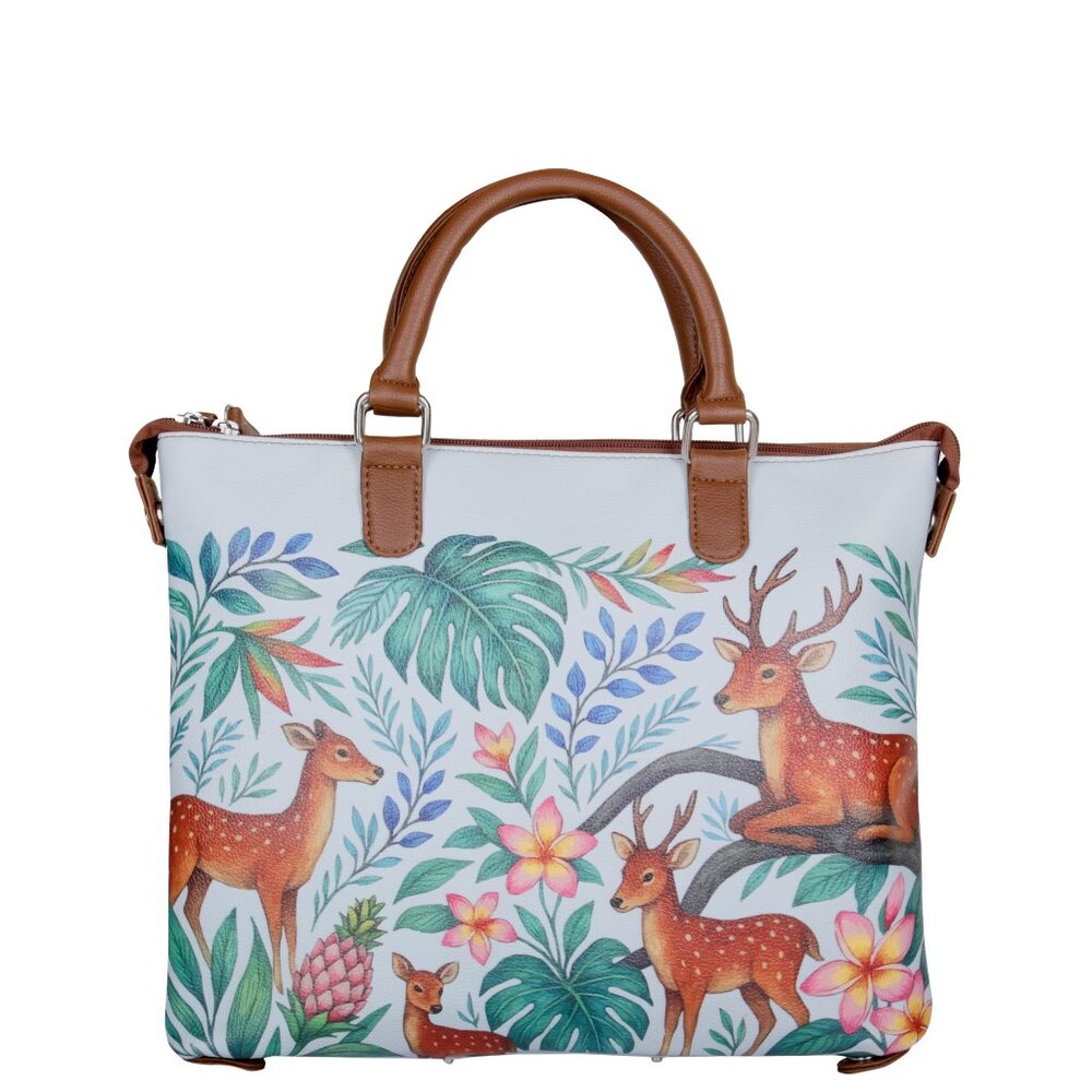 Printed Vegan Leather 3-in-1 Convertible Top Handle Crossbody Bag for Women